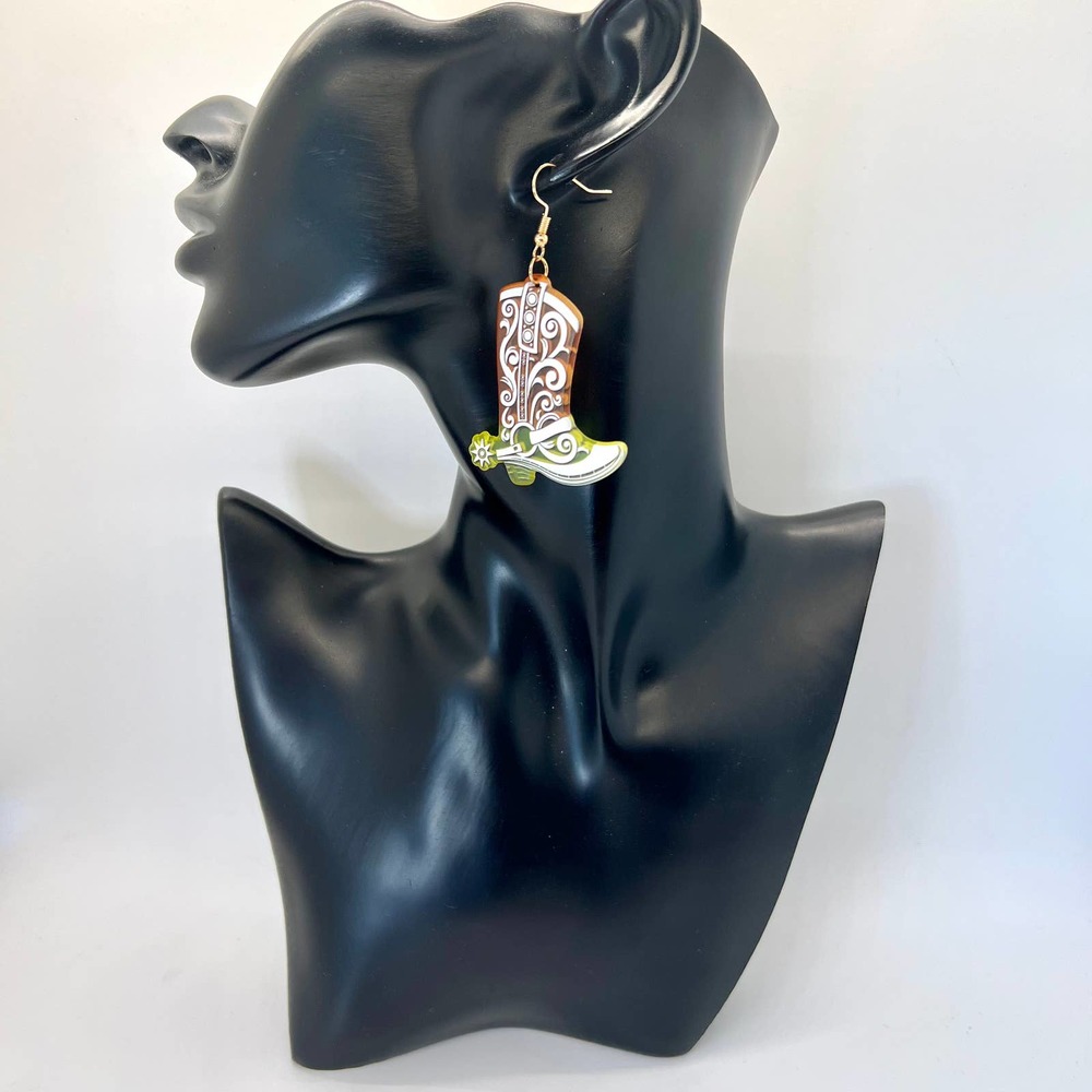 Cowboy Boot Earrings - Cowgirl Earrings - Texas Earrings - Shoe Earrings - Cute - Picture 10 of 11
